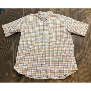 COLUMBIA Mens Large Plaid Short Sleeve Button Up Outdoor Casual Shirt